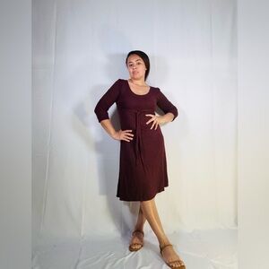LOFT Deep Burgundy Long Sleeve Dress